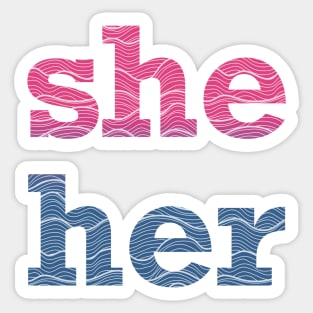 Bisexual She Her Waves Sticker